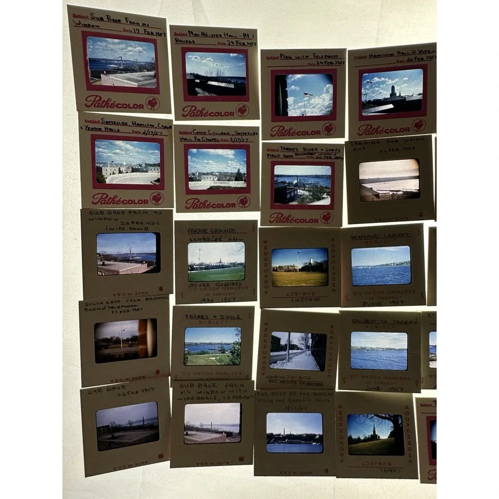 Vintage 1957 35mm Slides City Streets Buildings Ships Lot of 48